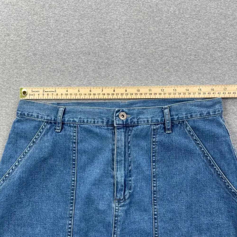 Vintage Old Navy Denim Skirt Womens 14 Blue Jean Pockets Y2K 90s Retro Preppy